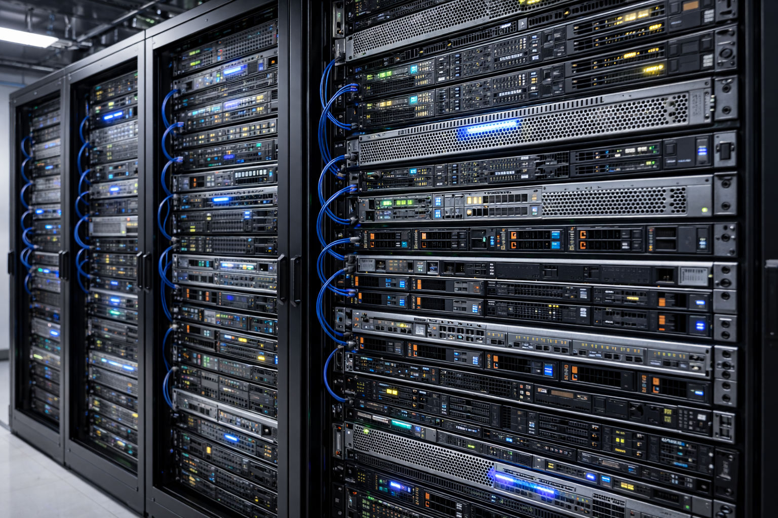 Serverrum med racks og netværksudstyr