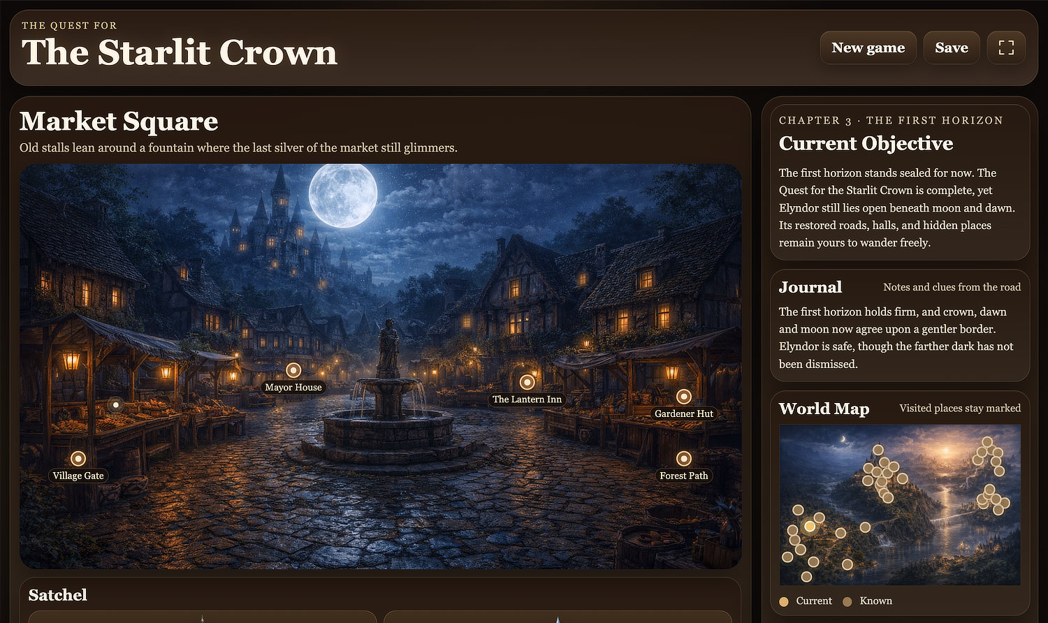 Skærmbillede fra The Quest for the Starlit Crown